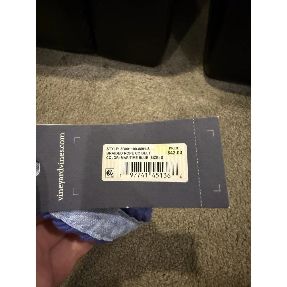 Vineyard Vines Braided Rope CC Belt Maritime Blue Size Small NWT